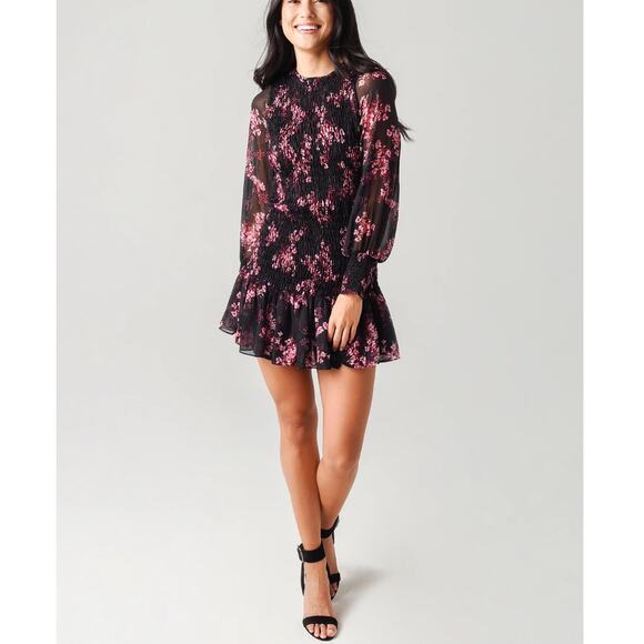 Misa Floral Smocked Mini Dress Size XL - Picture 2 of 9